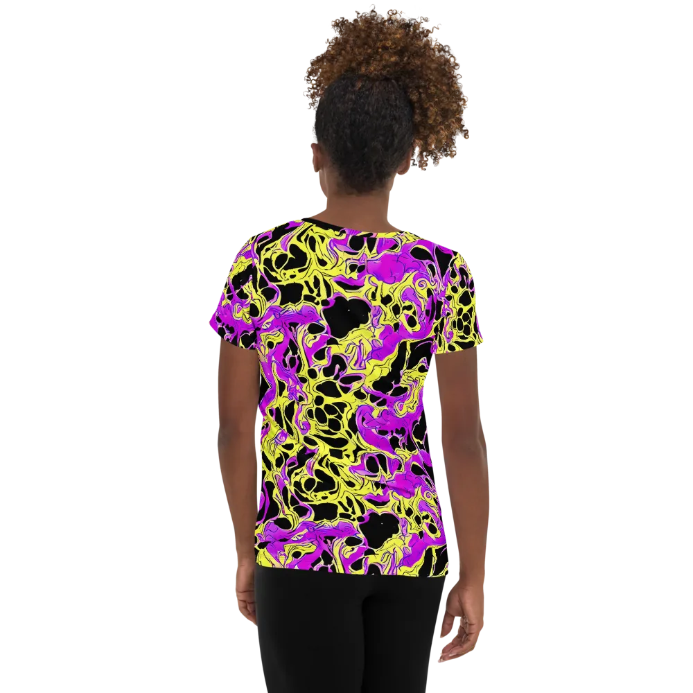 Blacklight Swirl on Women's Athletic T-Shirt — Back