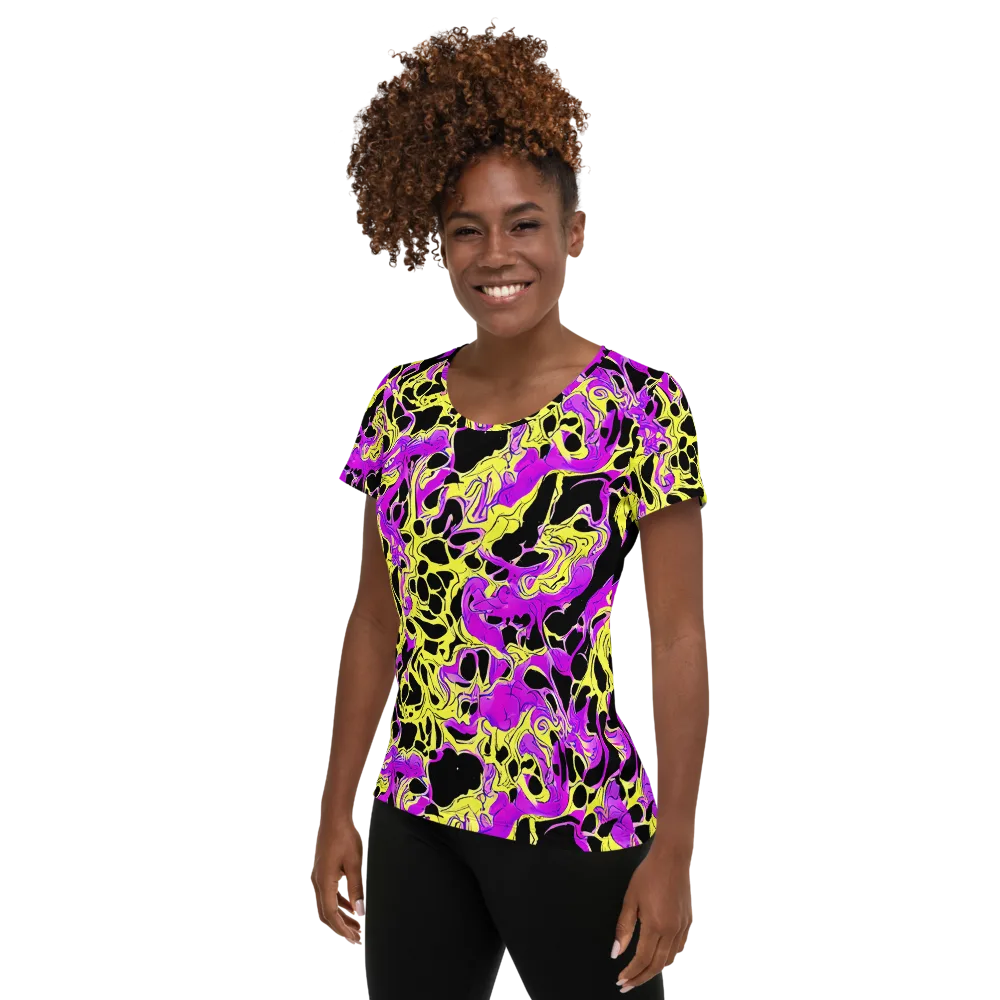 Blacklight Swirl on Women's Athletic T-Shirt — Left