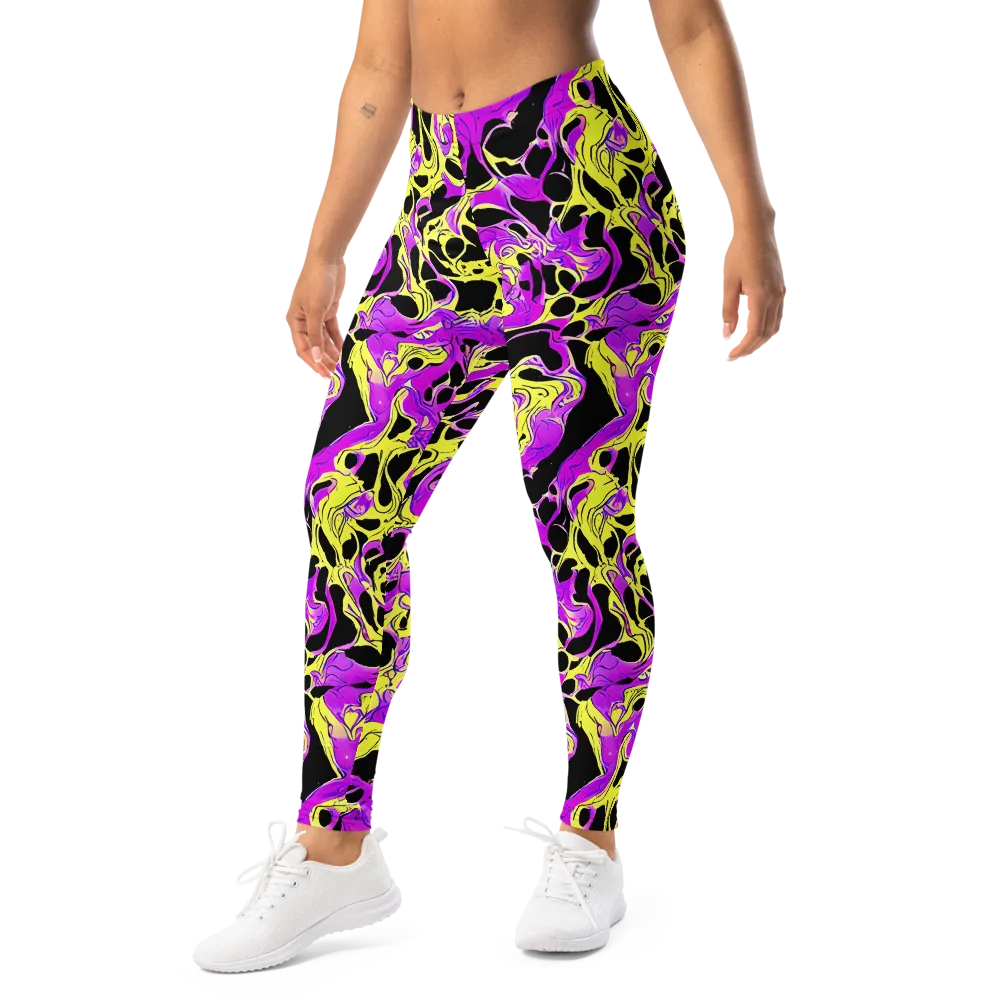 Blacklight Swirl on Leggings — Left Front