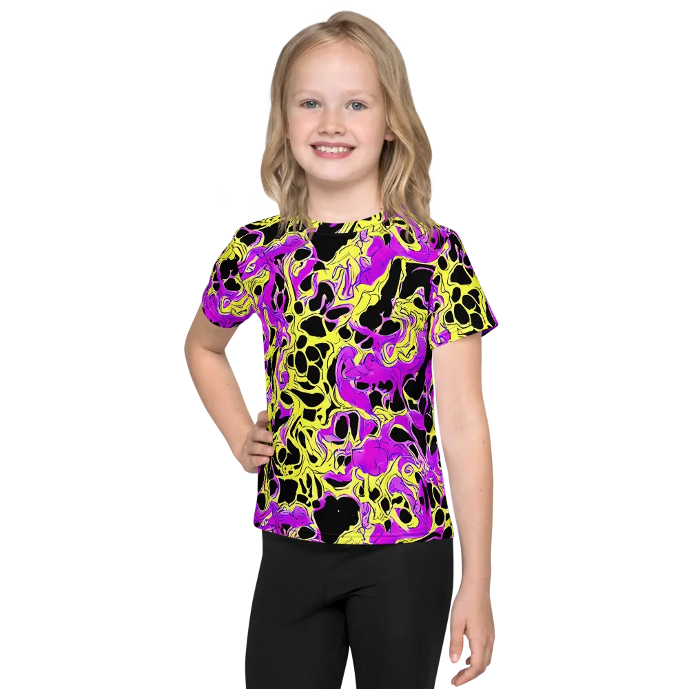 Blacklight Swirl on Kids Crew Neck T-Shirt — Front
