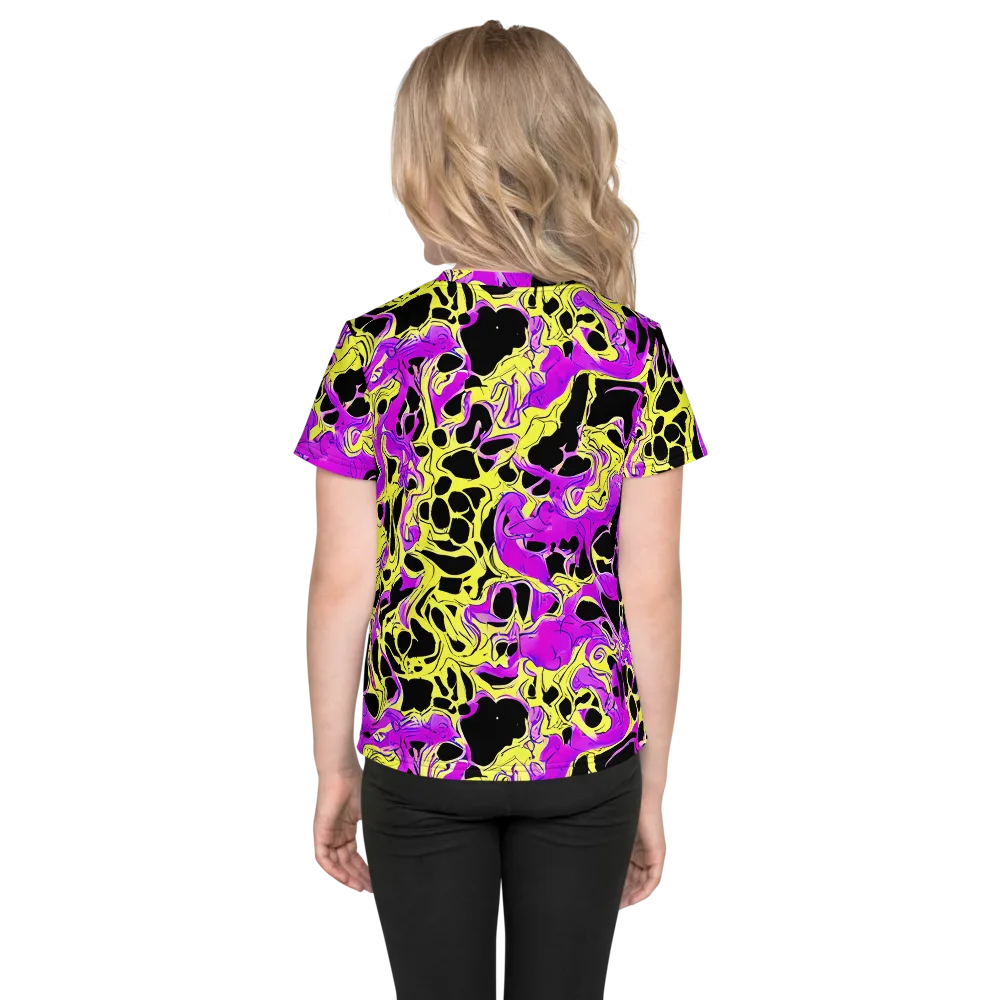 Blacklight Swirl on Kids Crew Neck T-Shirt — Back