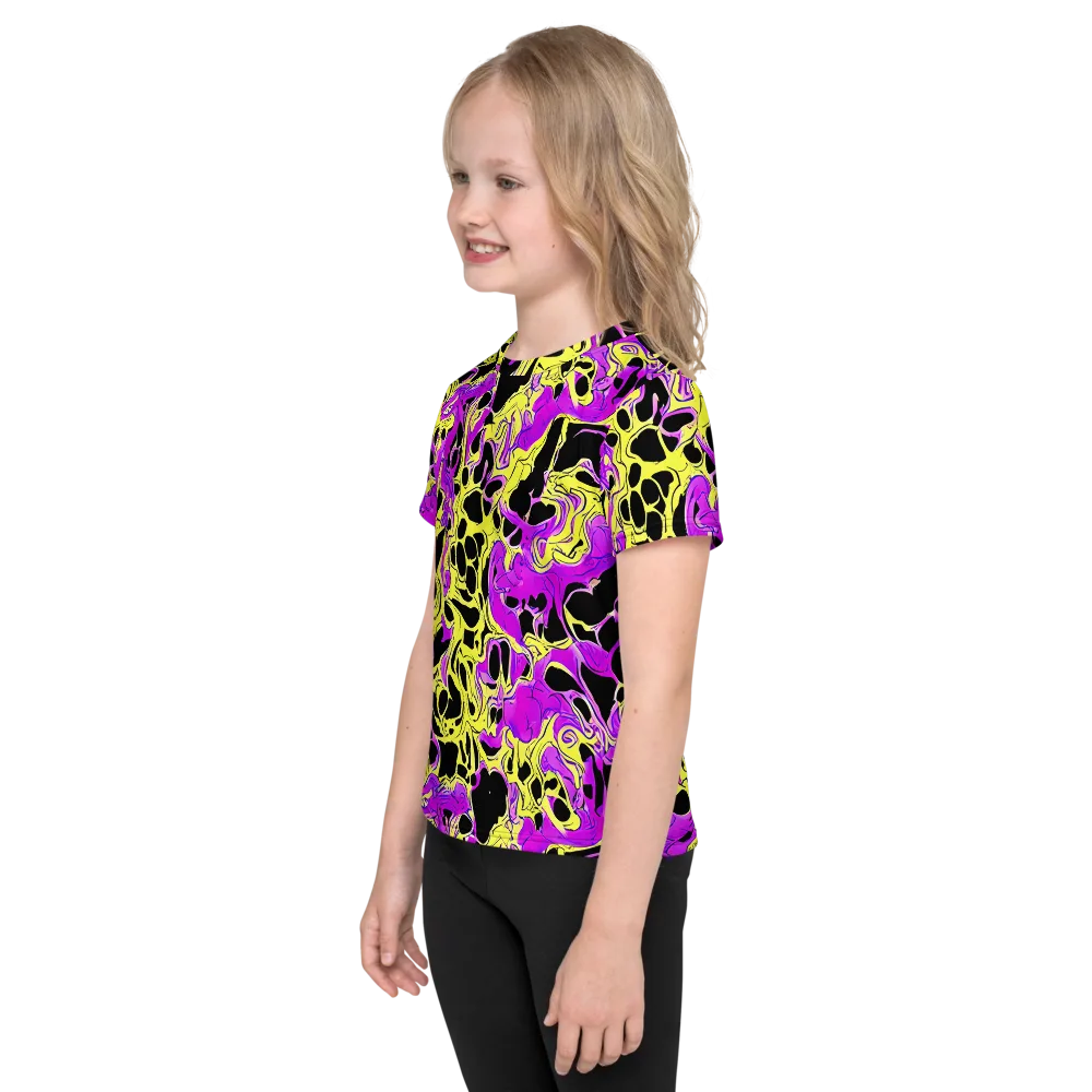 Blacklight Swirl on Kids Crew Neck T-Shirt — Left