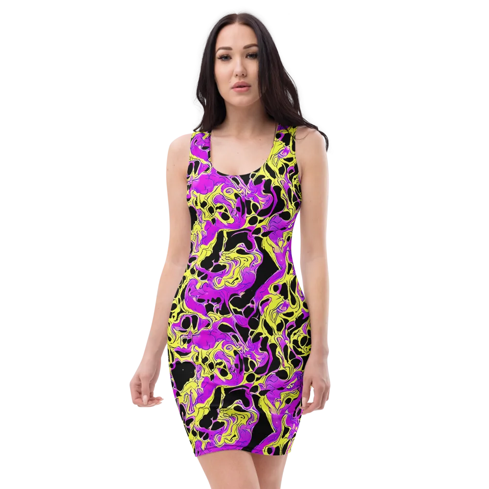 Blacklight Swirl on Bodycon Dress — Front