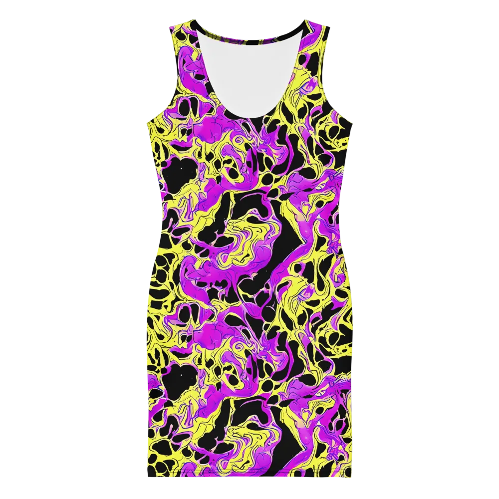 Blacklight Swirl on Bodycon Dress — Front