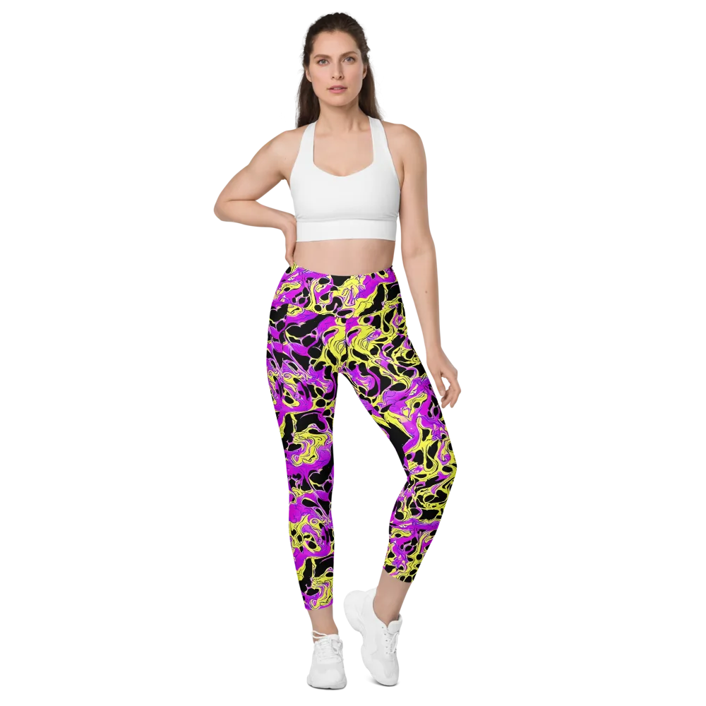 Blacklight Swirl on Leggings with Pockets — Front