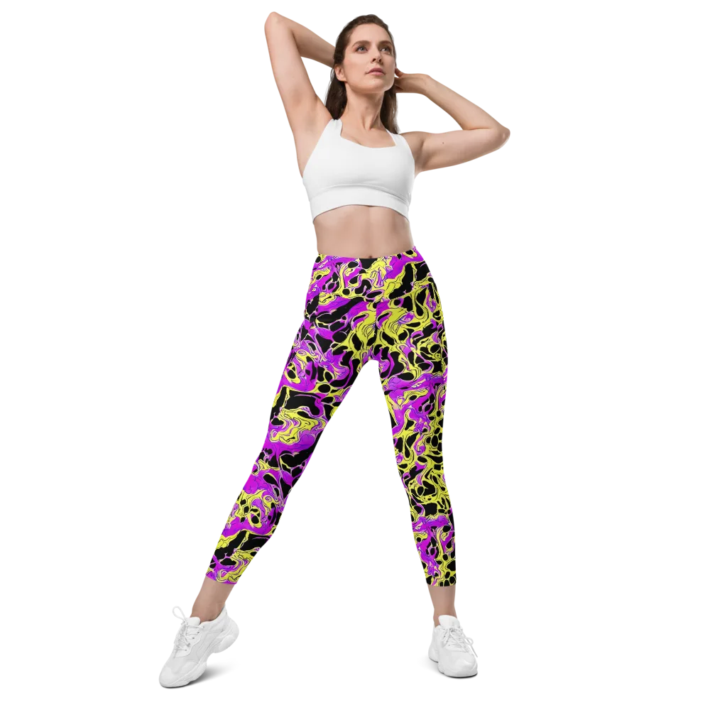 Blacklight Swirl on Leggings with Pockets — Front