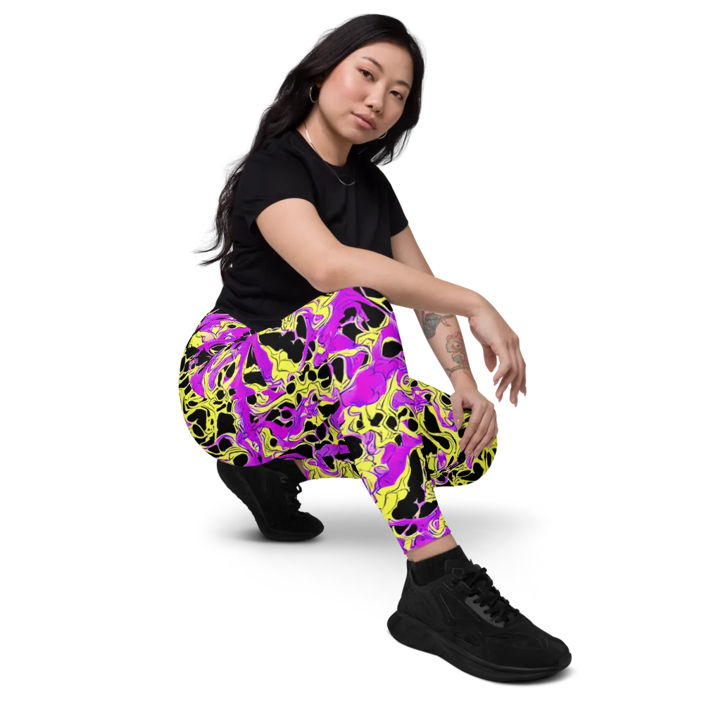 Blacklight Swirl on Leggings with Pockets — Right Front
