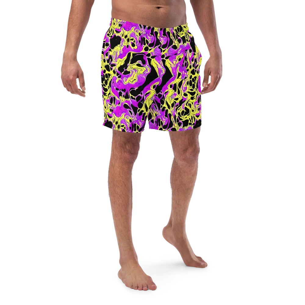 Blacklight Swirl on Swim Trunks — Front