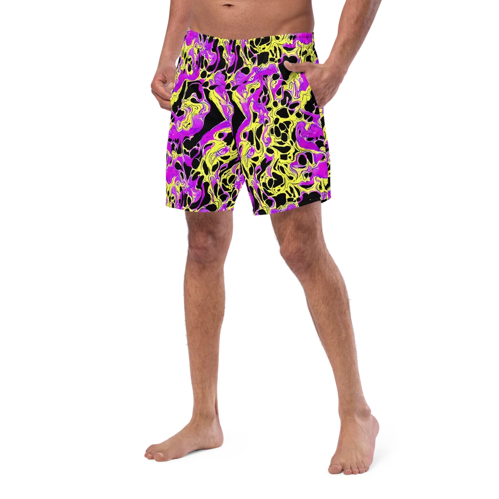Blacklight Swirl on Swim Trunks — Left Front