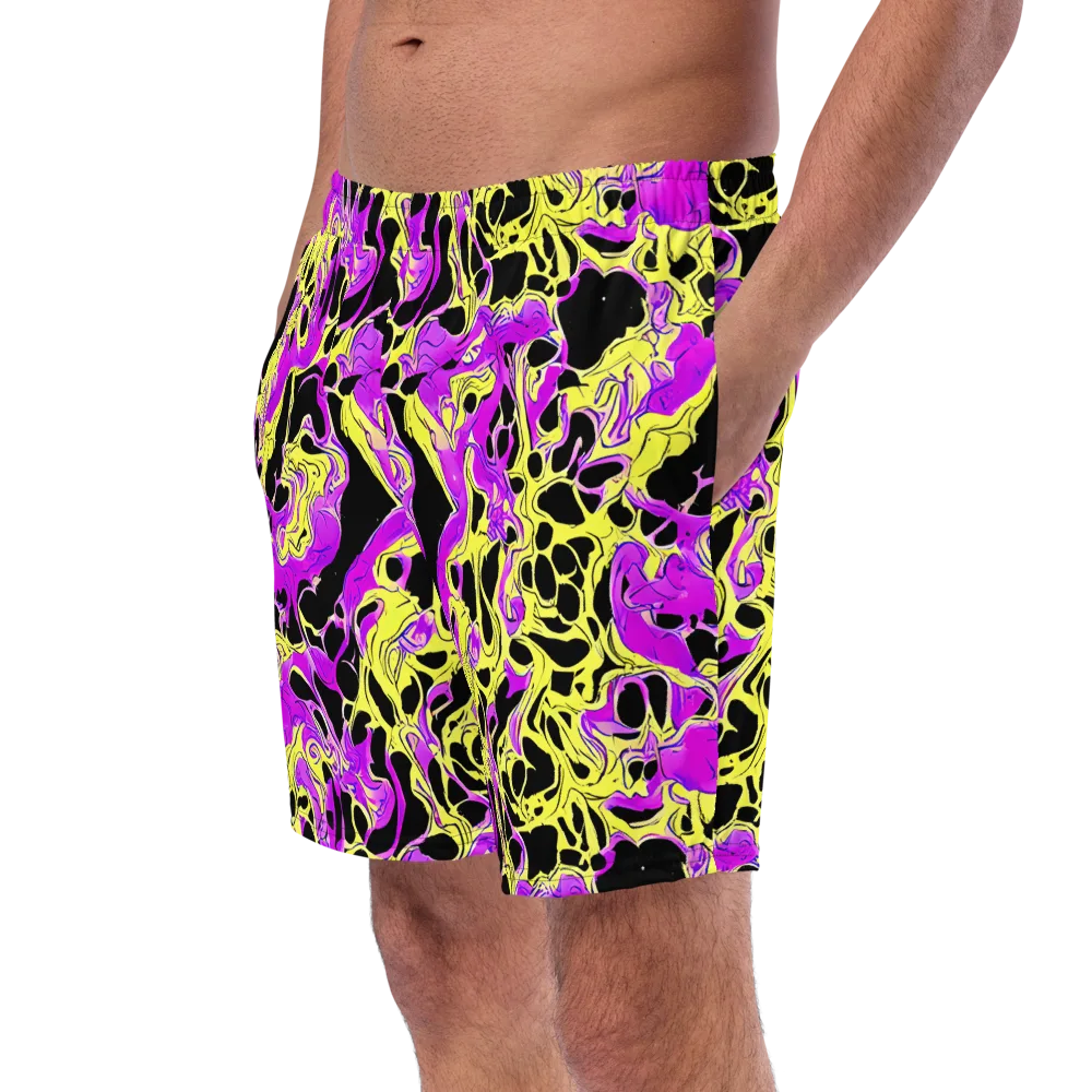 Blacklight Swirl on Swim Trunks — Left Front