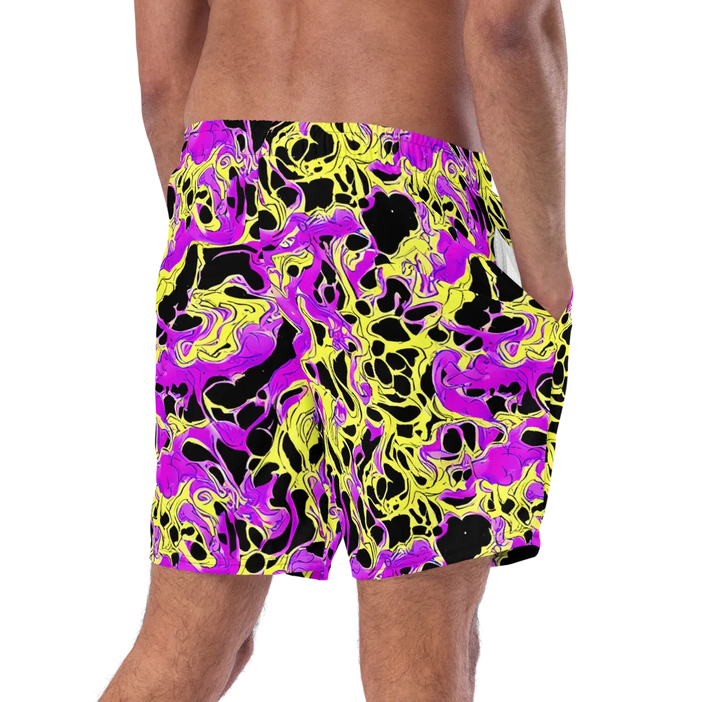 Blacklight Swirl on Swim Trunks — Right Back