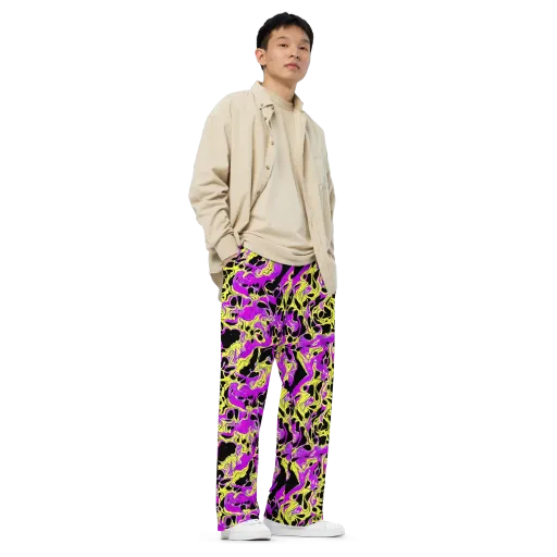 Blacklight Swirl on a Wide-Leg Pants