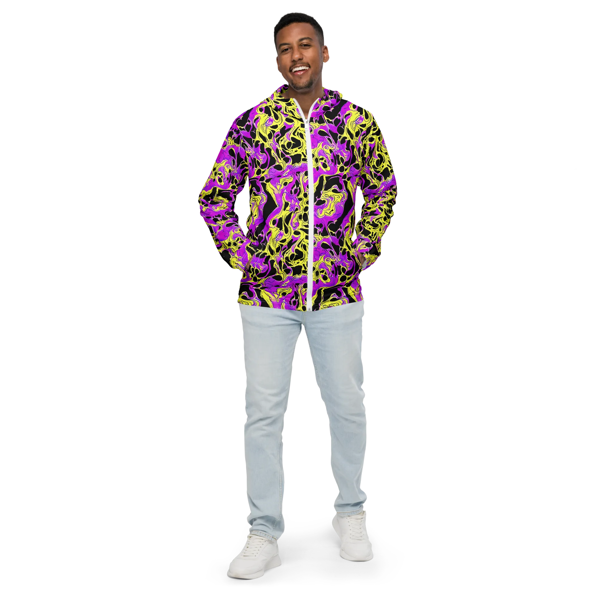 Blacklight Swirl on Men's Windbreaker — Front