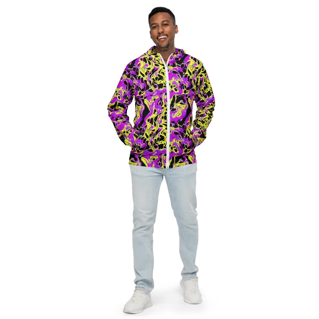 Blacklight Swirl on Men's Windbreaker — Front
