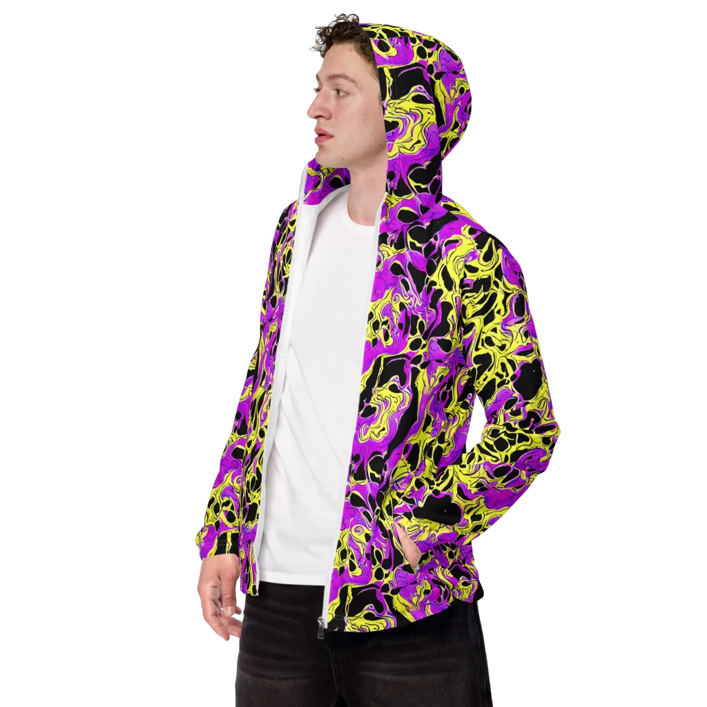 Blacklight Swirl on Men's Windbreaker — Left Front