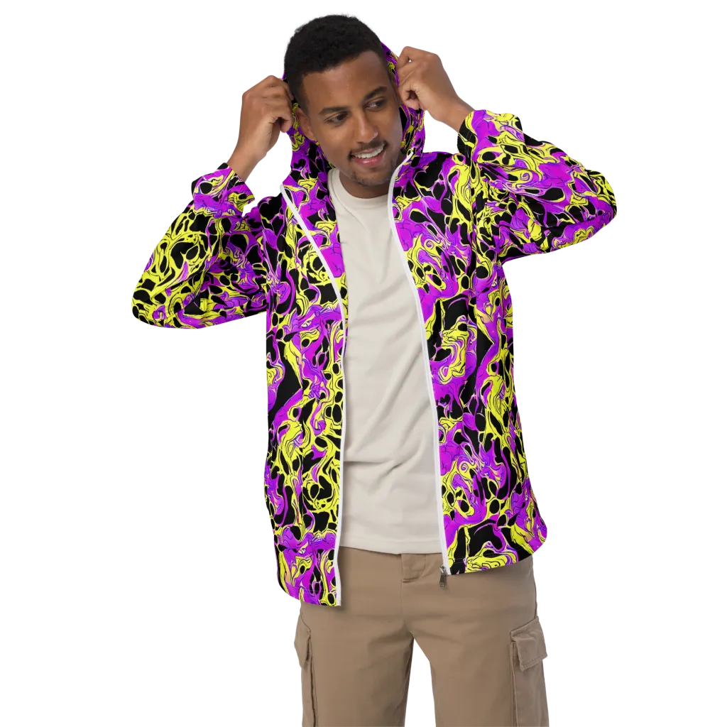 Blacklight Swirl on Men's Windbreaker — Front