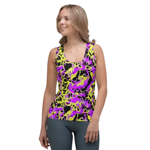 Blacklight Swirl on a Women's Tank Top