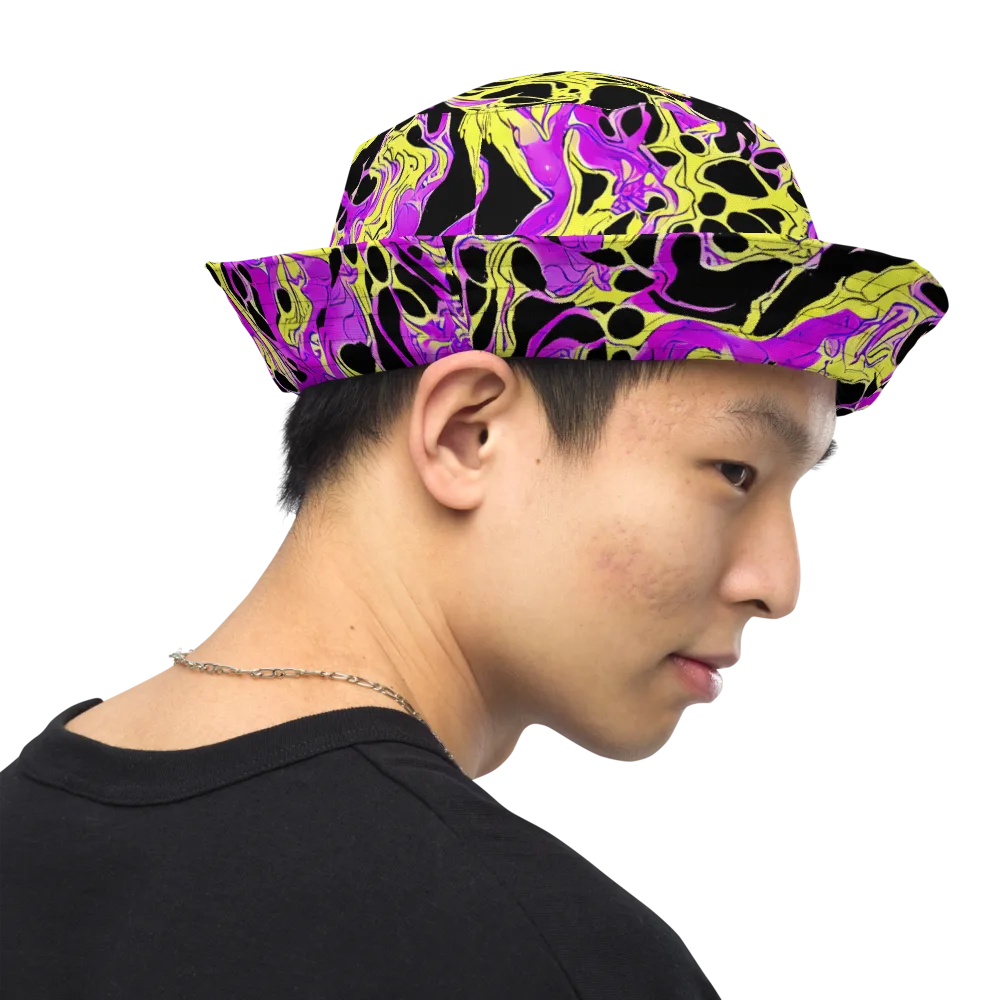 Blacklight Swirl on Reversible Bucket Hat — Right Outside