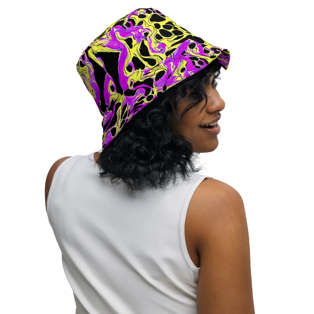 Blacklight Swirl on Reversible Bucket Hat — Right Outside