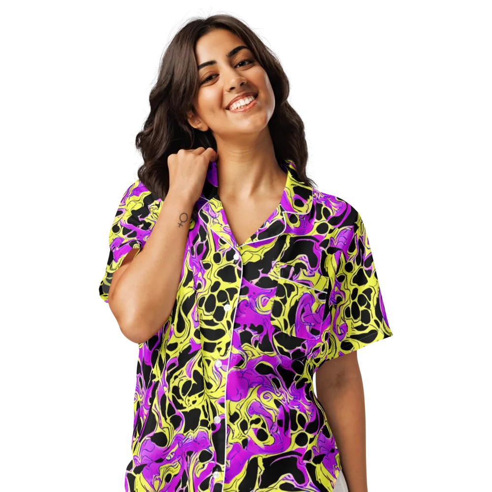 Blacklight Swirl on Women's Short Sleeve Pajama Top — Front