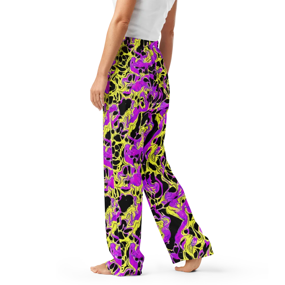 Blacklight Swirl on Women's Pajama Pants — Left