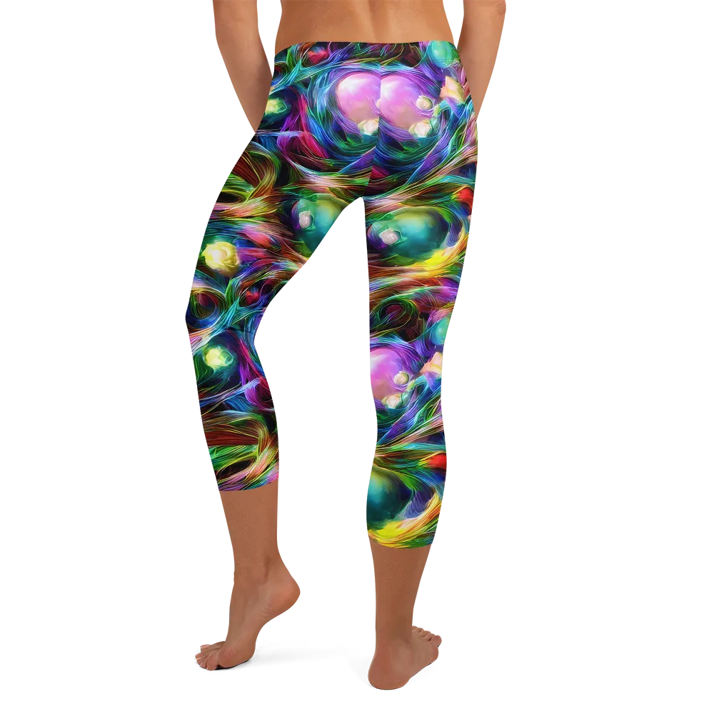 Psychedelic Velvet on Capri Leggings — Back