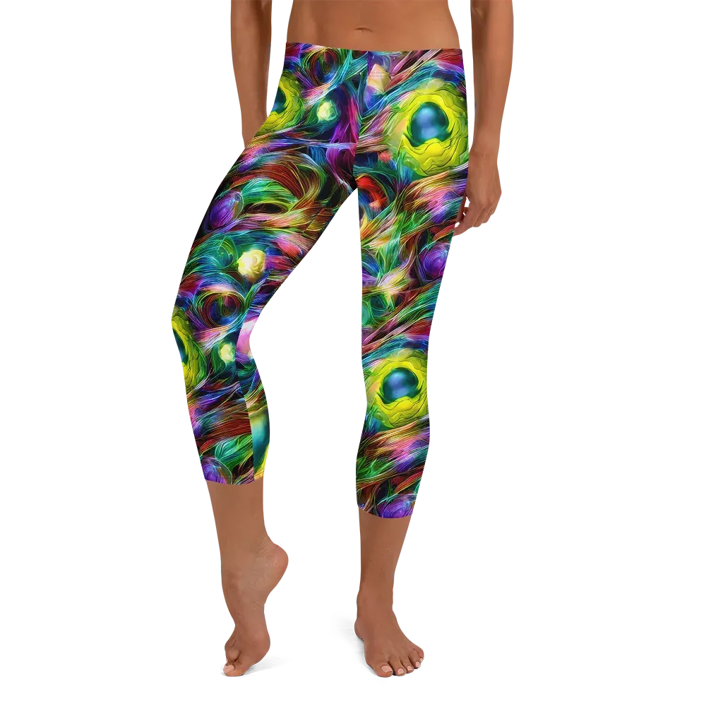 Psychedelic Velvet on Capri Leggings — Front
