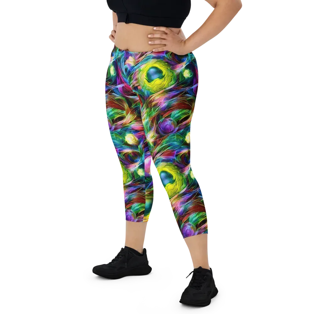 Psychedelic Velvet on Capri Leggings — Front