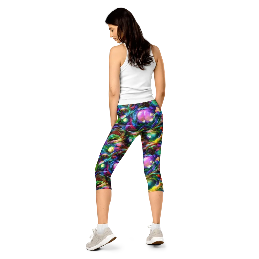 Psychedelic Velvet on Capri Leggings — Back