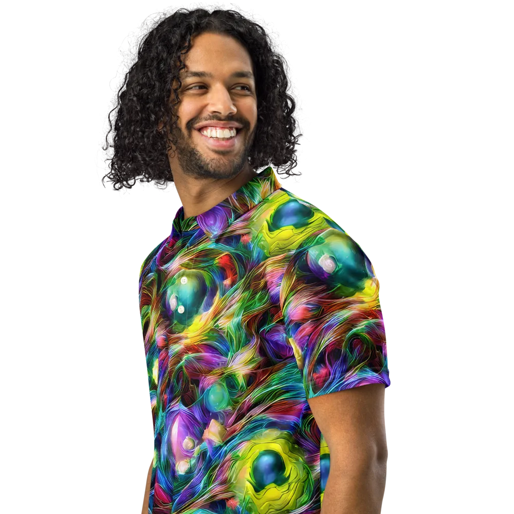 Psychedelic Velvet on Men's Slim Fit Polo Shirt — Left Front