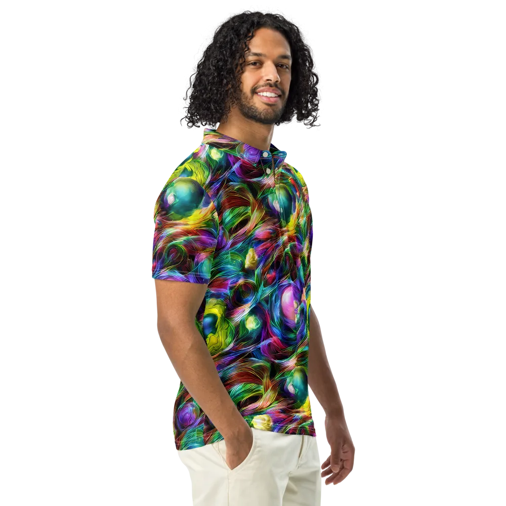 Psychedelic Velvet on Men's Slim Fit Polo Shirt — Right Front
