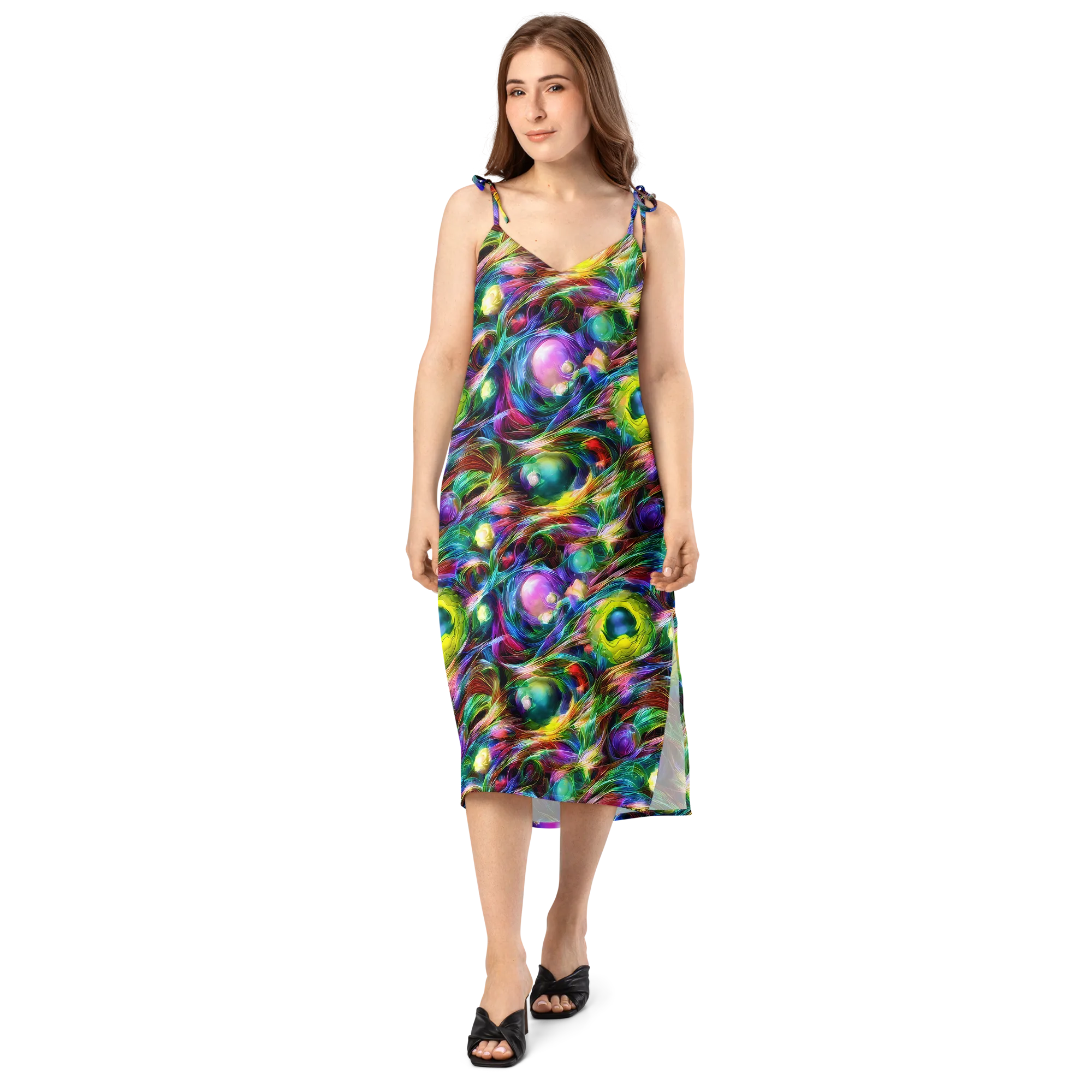 Psychedelic Velvet on Slip Dress — Front
