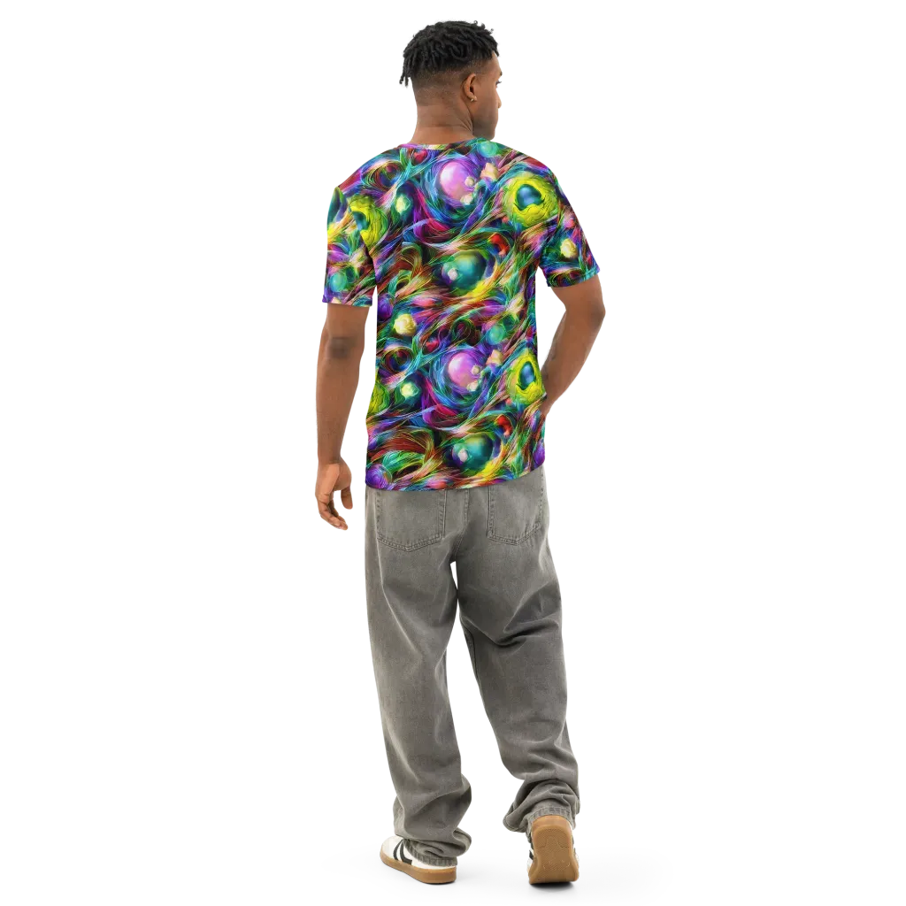 Psychedelic Velvet on Men's Cotton Crew Neck T-Shirt — Back