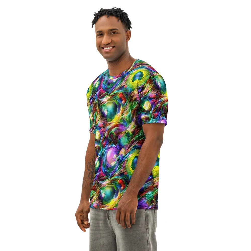 Psychedelic Velvet on Men's Cotton Crew Neck T-Shirt — Left Front