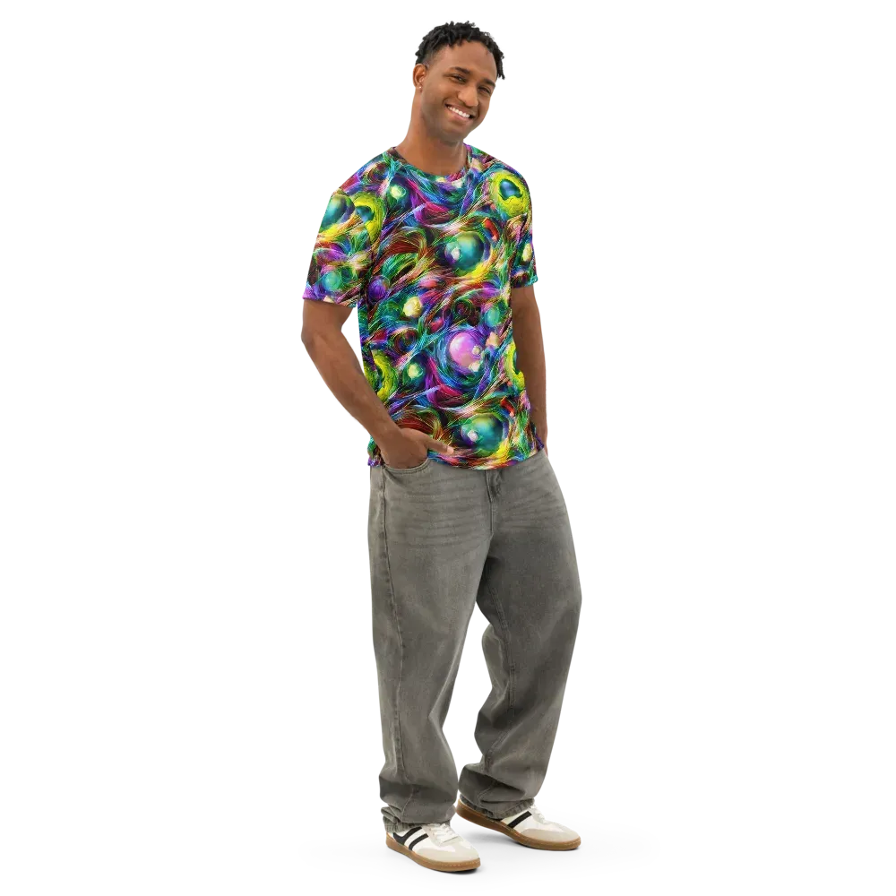 Psychedelic Velvet on Men's Cotton Crew Neck T-Shirt — Right Front
