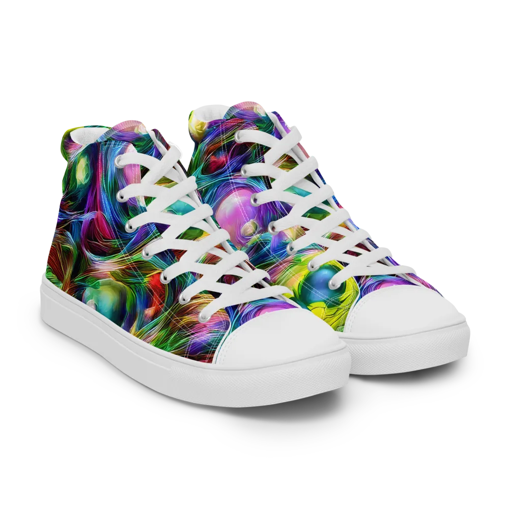 Psychedelic Velvet on Men's High Top Canvas Shoes — Right Front