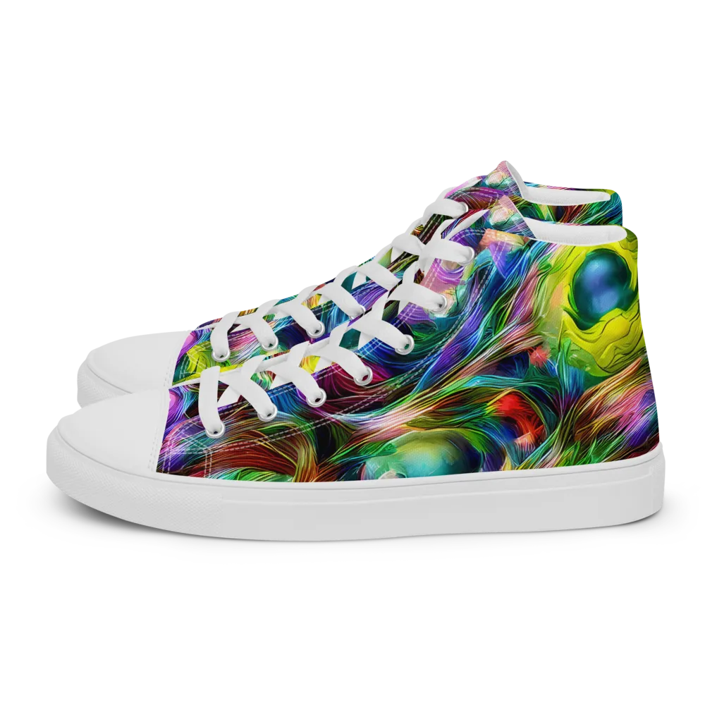Psychedelic Velvet on Men's High Top Canvas Shoes — Left