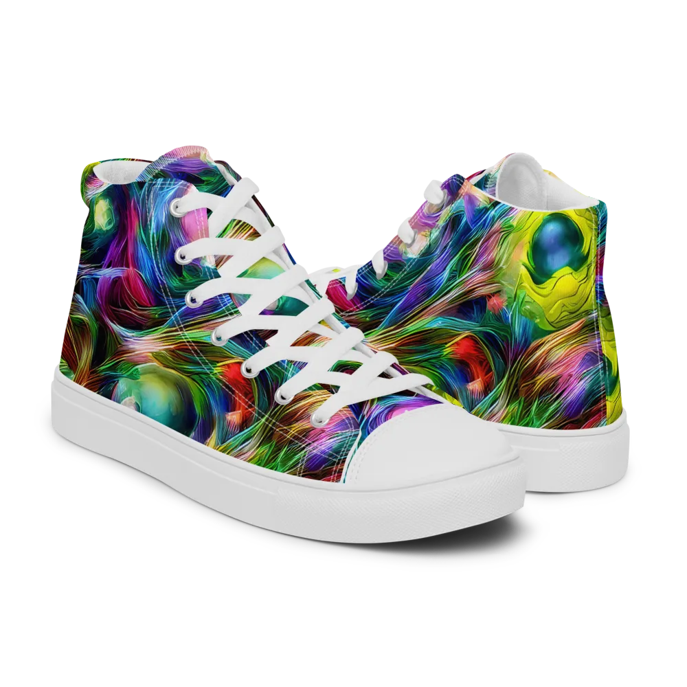 Psychedelic Velvet on Men's High Top Canvas Shoes — Right