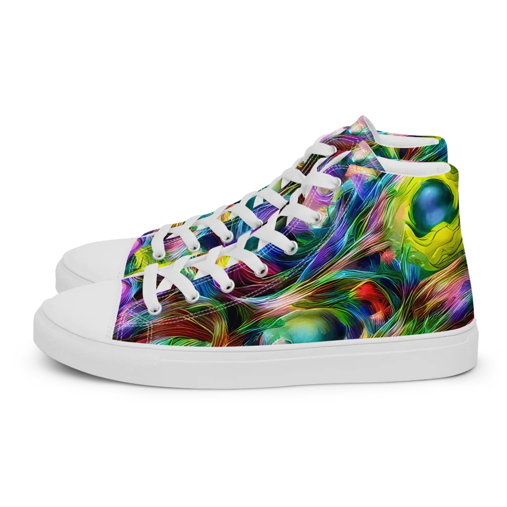 Psychedelic Velvet on Women's High Top Canvas Shoes — Left