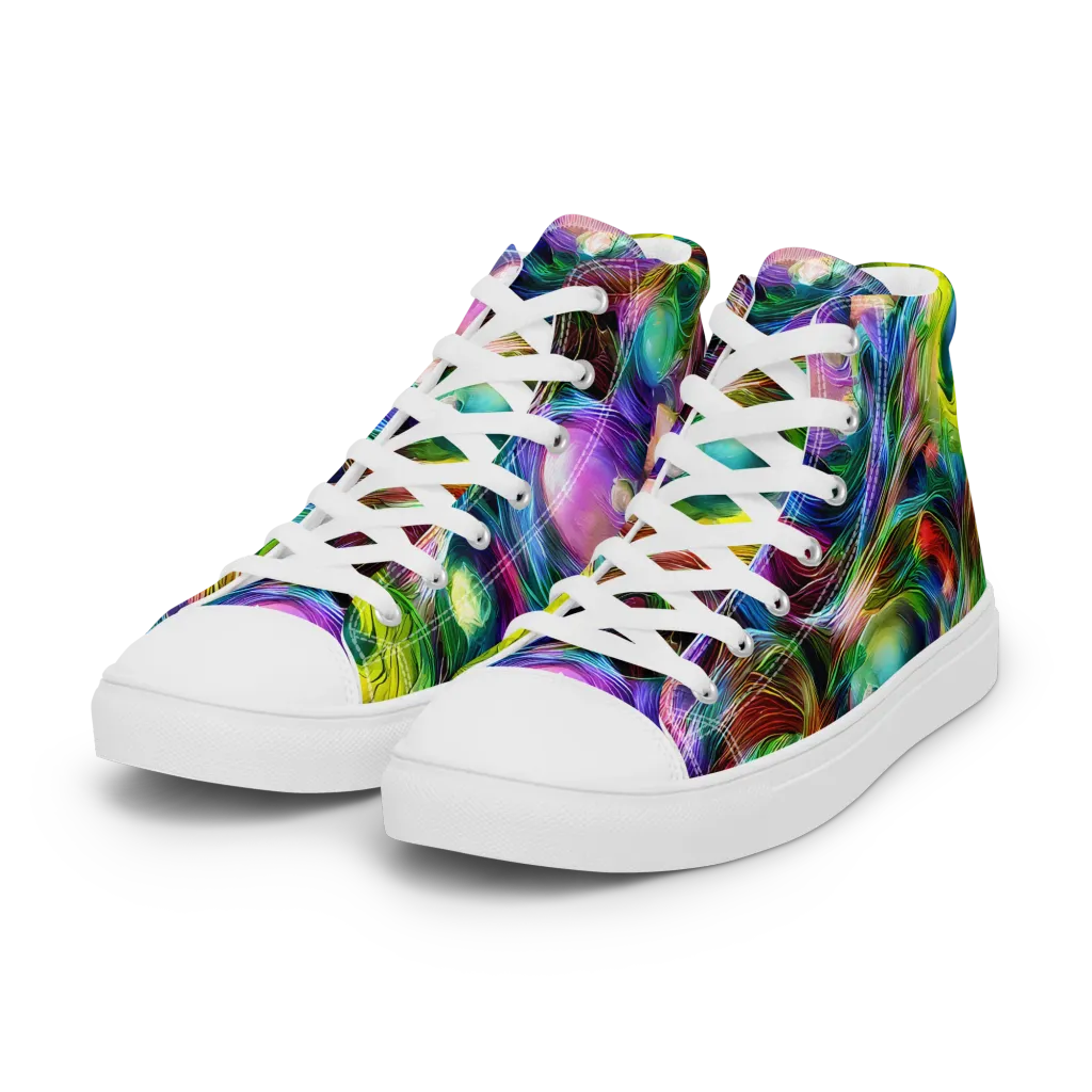 Psychedelic Velvet on Women's High Top Canvas Shoes — Left Front