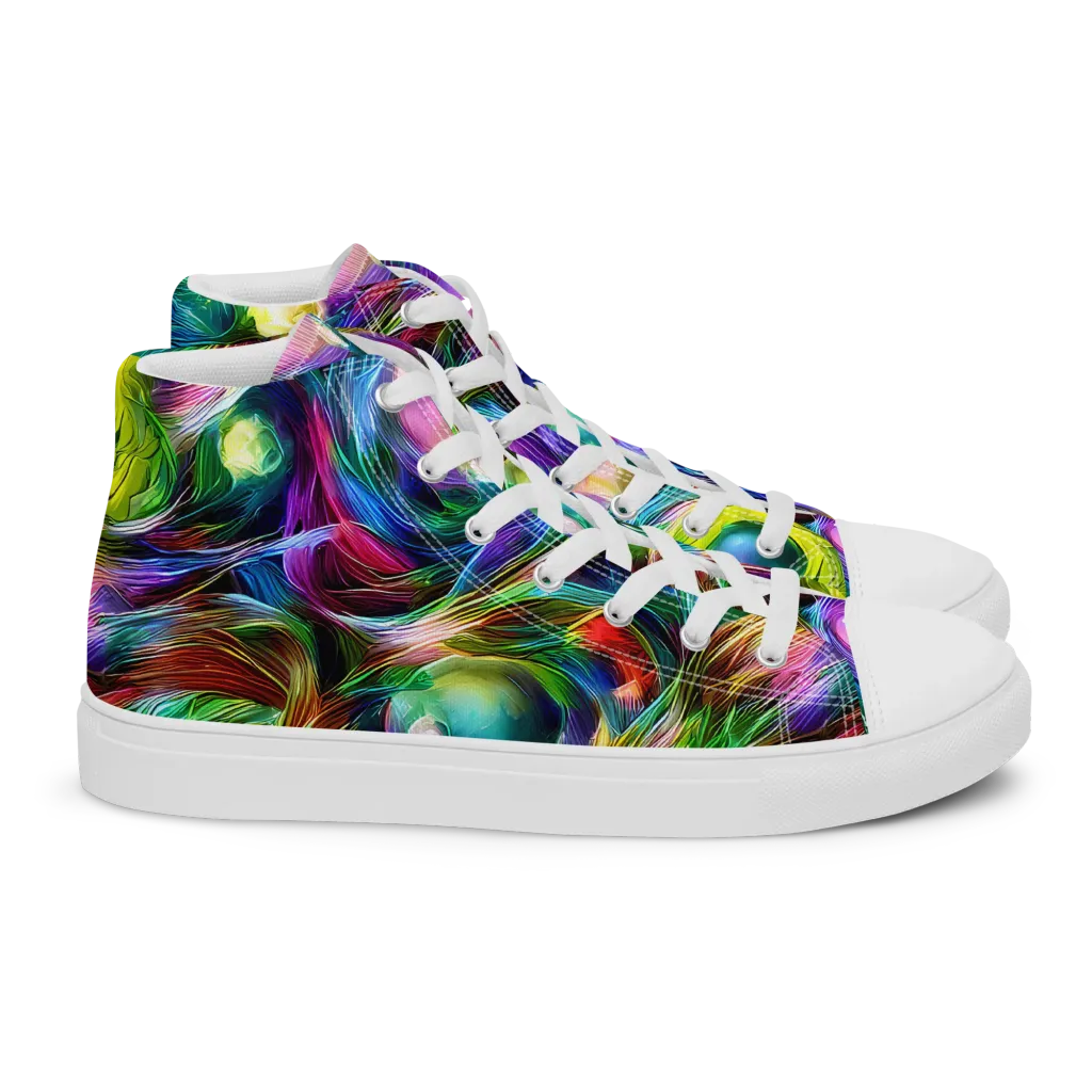 Psychedelic Velvet on Women's High Top Canvas Shoes — Right