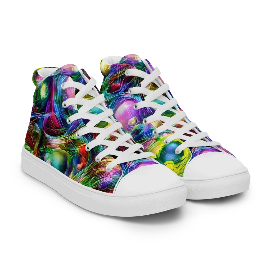 Psychedelic Velvet on Women's High Top Canvas Shoes — Right Front