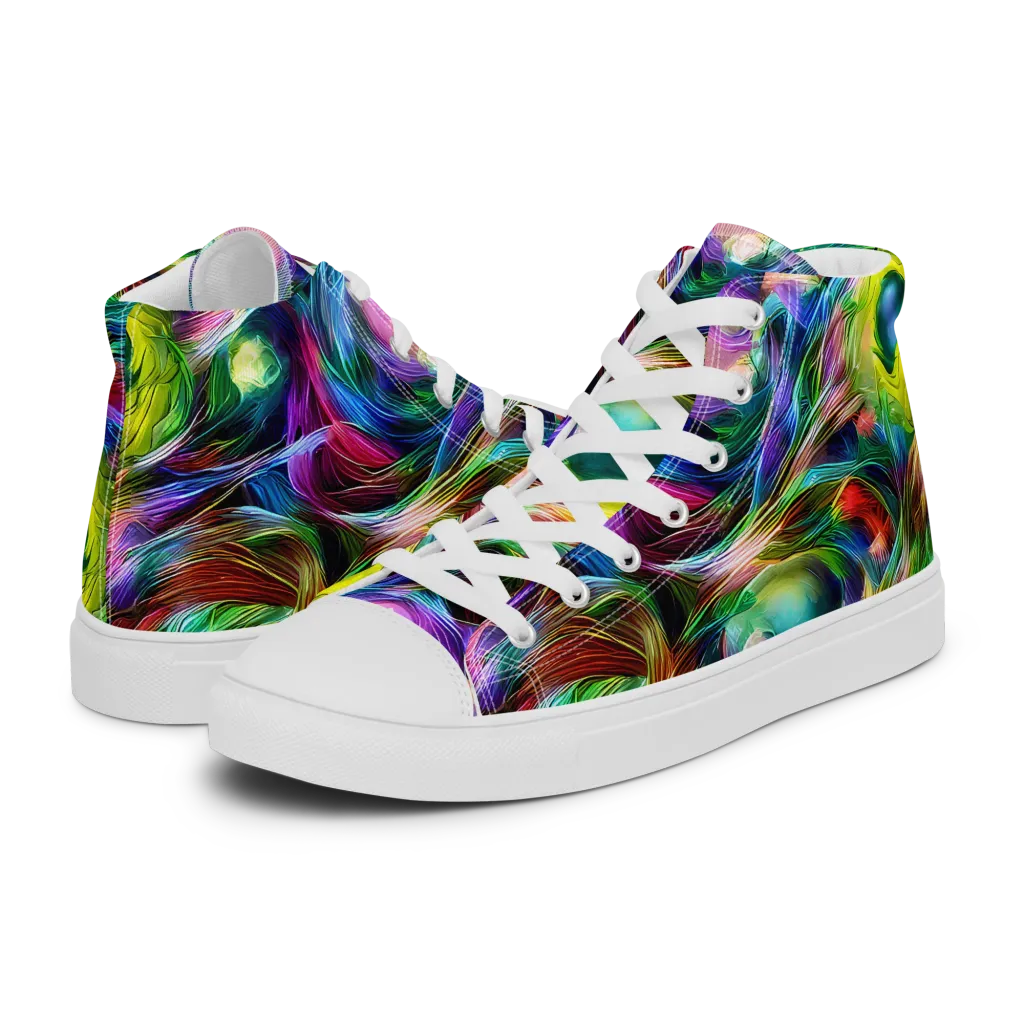 Psychedelic Velvet on Women's High Top Canvas Shoes — Left