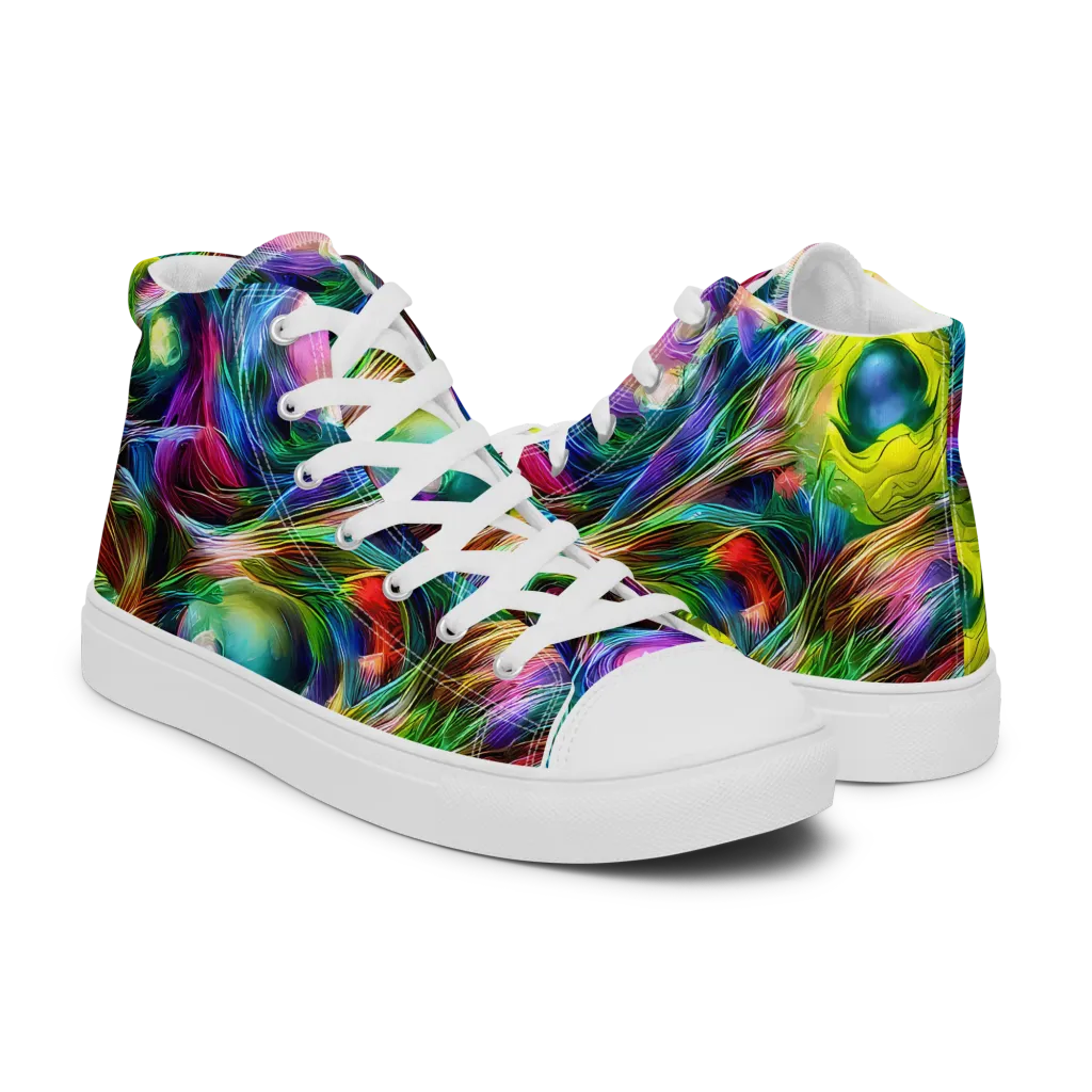 Psychedelic Velvet on Women's High Top Canvas Shoes — Right