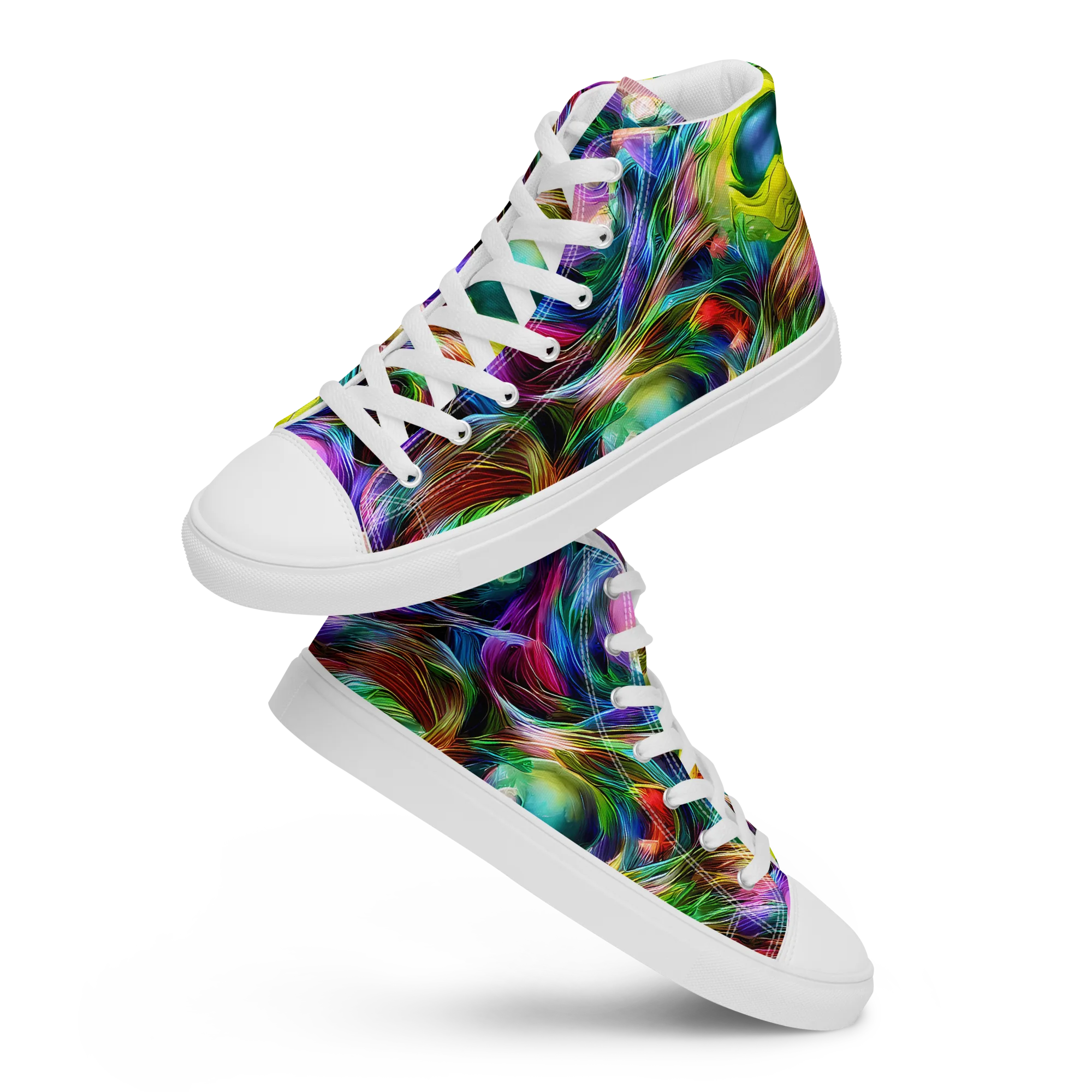 Psychedelic Velvet on Women's High Top Canvas Shoes — Front
