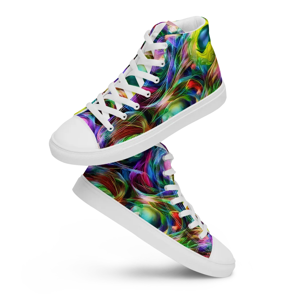Psychedelic Velvet on Women's High Top Canvas Shoes — Front