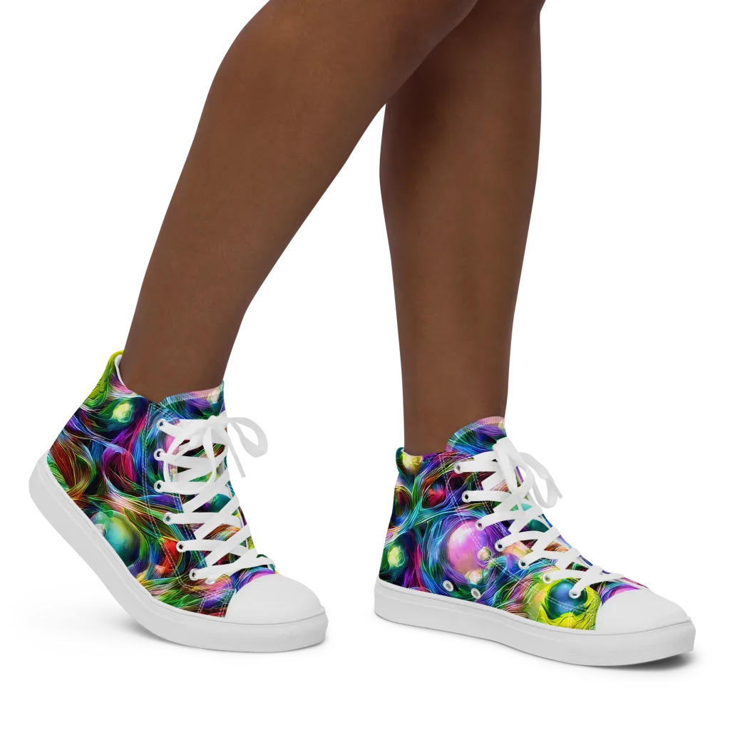 Psychedelic Velvet on Women's High Top Canvas Shoes — Right