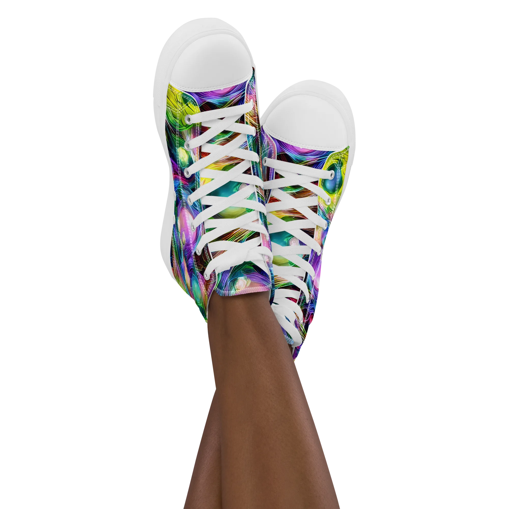 Psychedelic Velvet on Women's High Top Canvas Shoes — Front