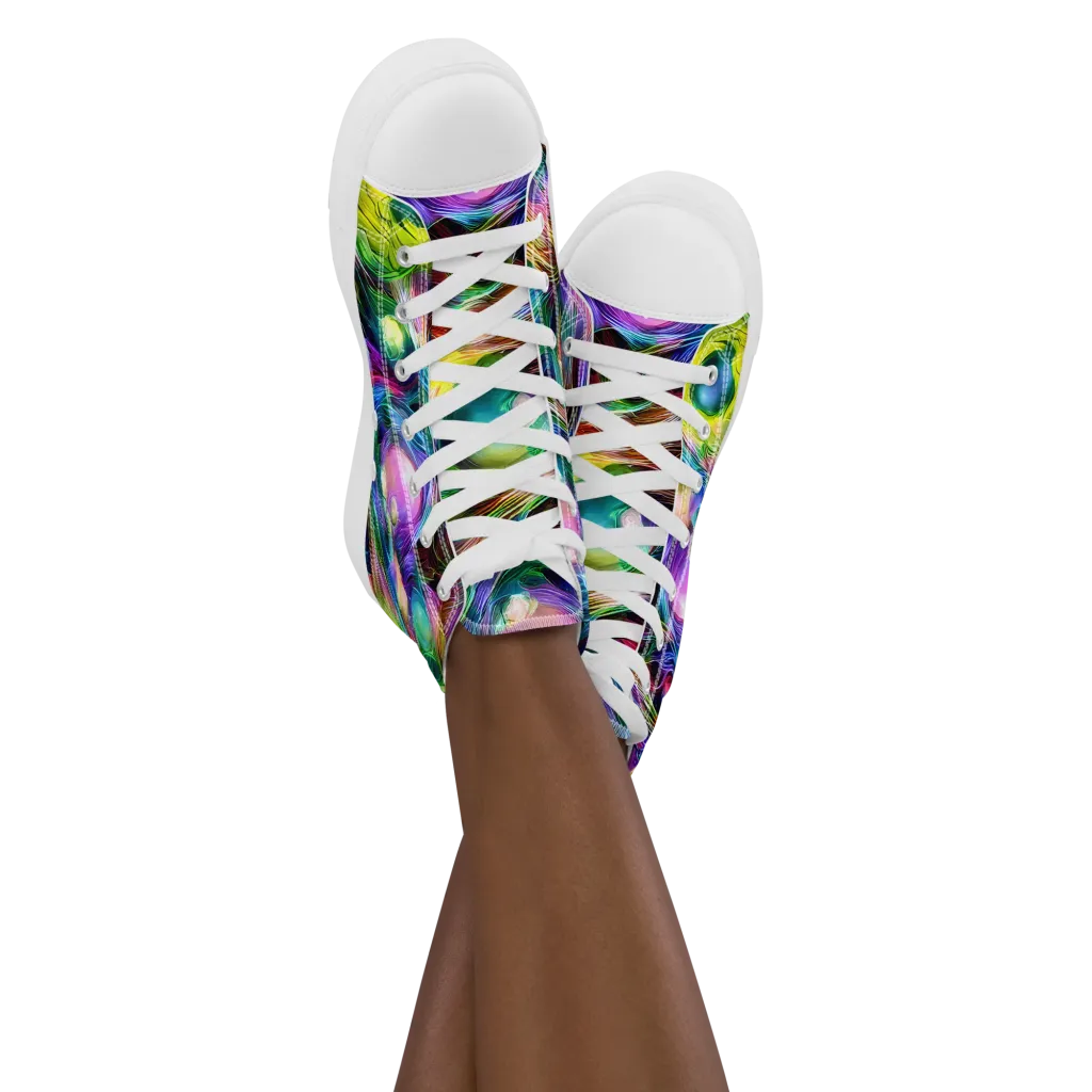Psychedelic Velvet on Women's High Top Canvas Shoes — Front