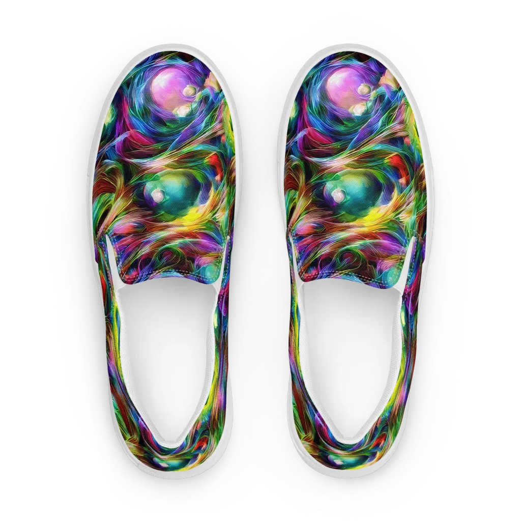 Psychedelic Velvet on Men's Slip-On Canvas Shoes — Front